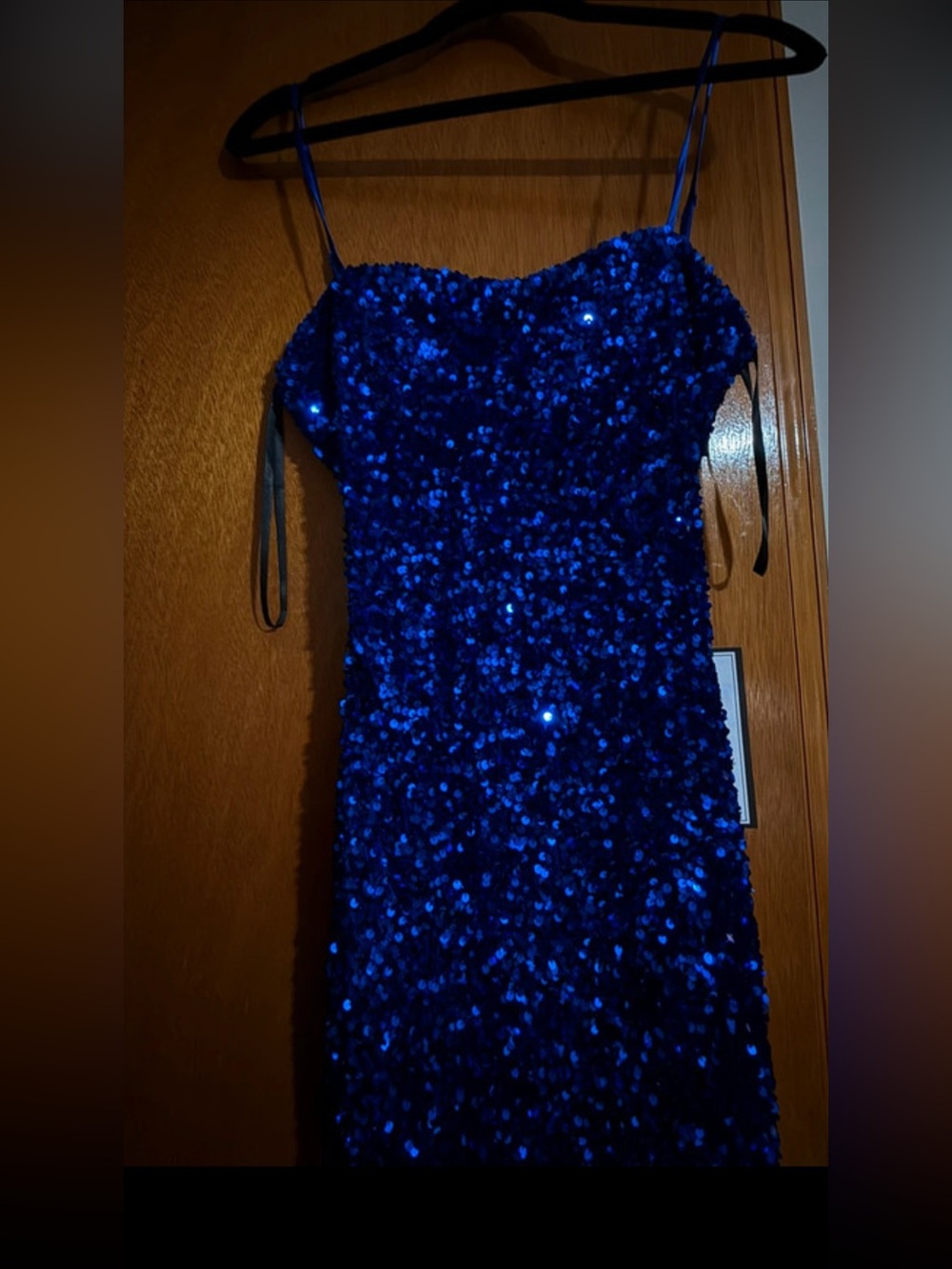 B Darlin Cobalt Blue Sequin Midi Dress